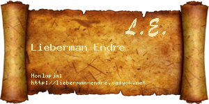 Lieberman Endre névjegykártya